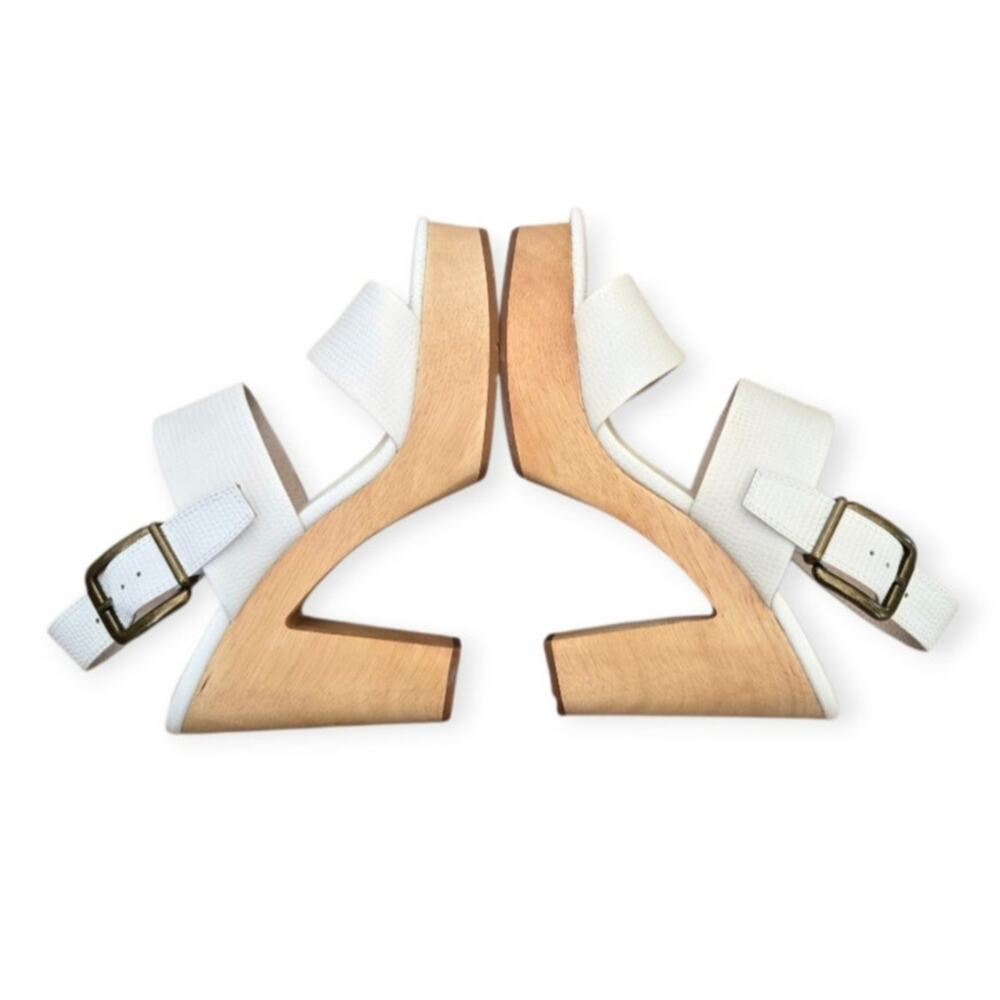 Charlotte‎ Stone White Leather Slingback Clog Heels Sandals Size 10 - Picture 4 of 10